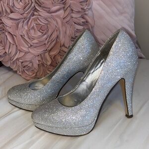 Call It Spring Silver Glitter Heels